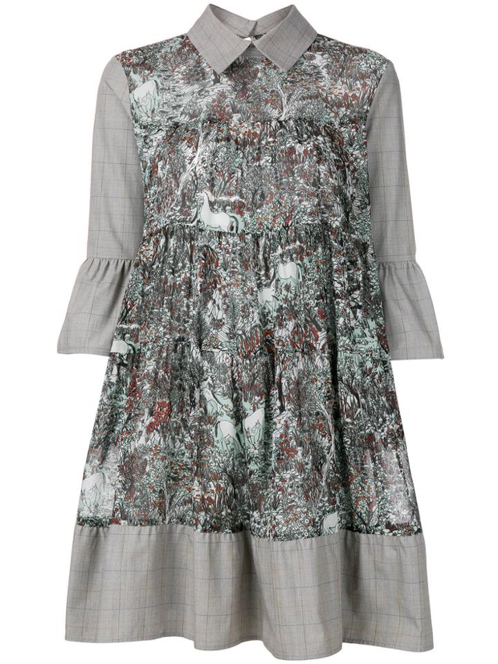I'm Isola Marras Printed Bell Sleeve Shirt Dress - Grey