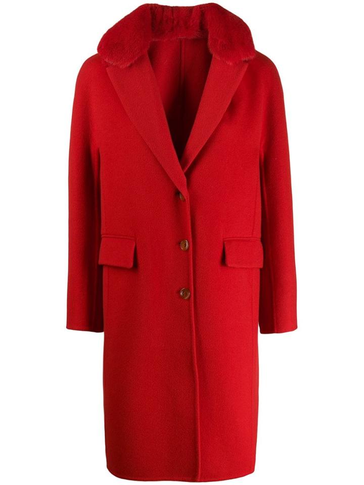 Ermanno Scervino Fur Collar Coat - Red