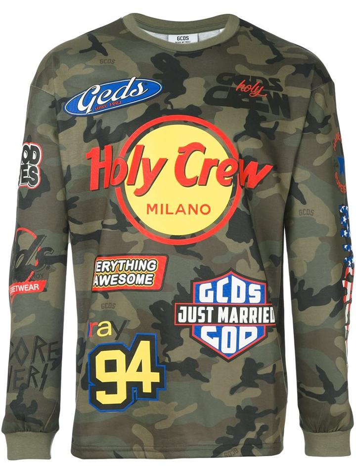 Gcds Branded Camouflage Sweatshirt