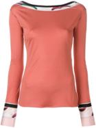 Emilio Pucci Boat Neck Fitted Top - Pink & Purple