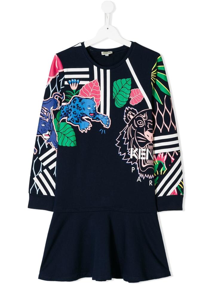 Kenzo Kids Teen Graphic Print Dress - Blue