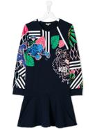 Kenzo Kids Teen Graphic Print Dress - Blue