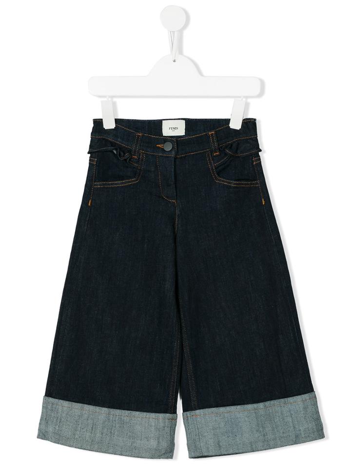 Fendi Kids - Wide-legged Jeans - Kids - Cotton/spandex/elastane - 6 Yrs, Blue