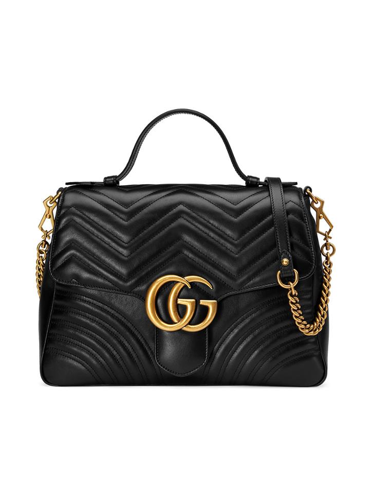 Gucci Gg Marmont Medium Top Handle Bag - Black