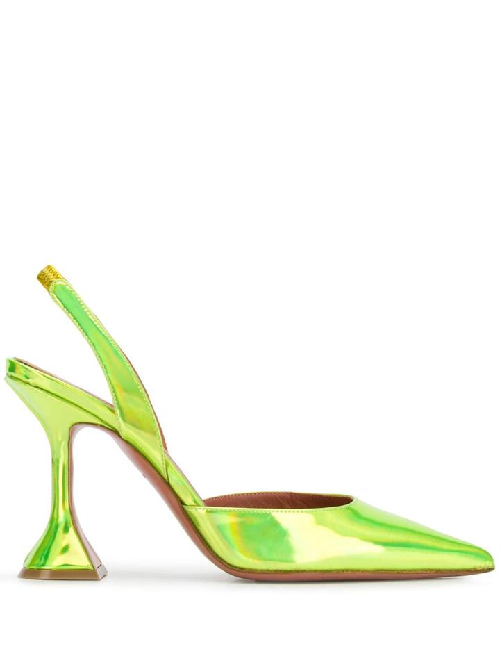 Amina Muaddi Holographic Pumps - Green