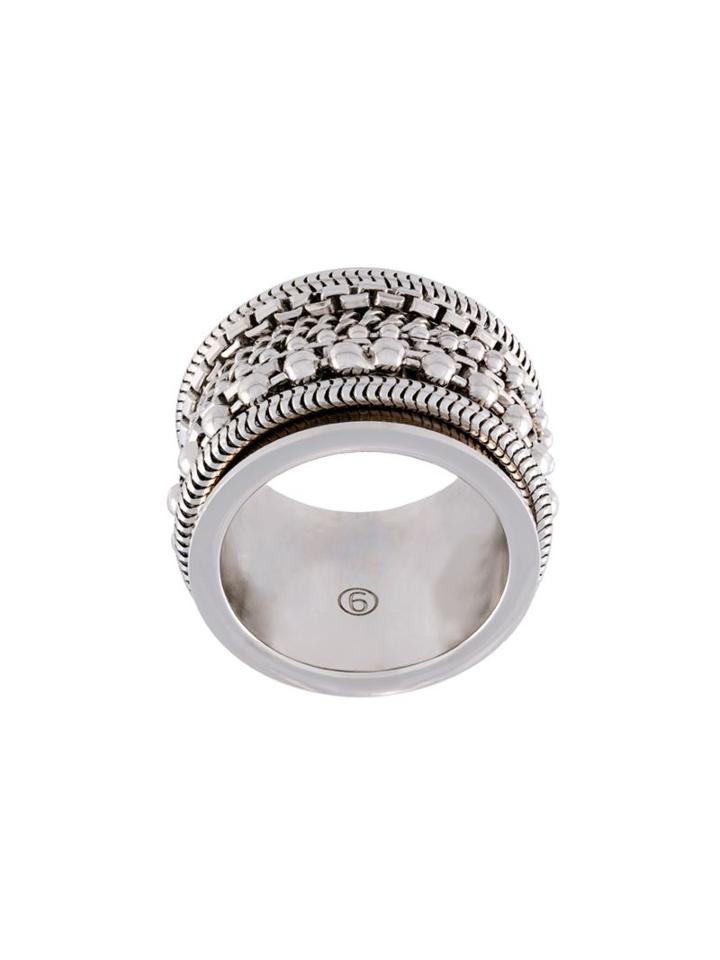 Mm6 Maison Margiela Chain Detail Ring, Women's, Size: Large, Metallic