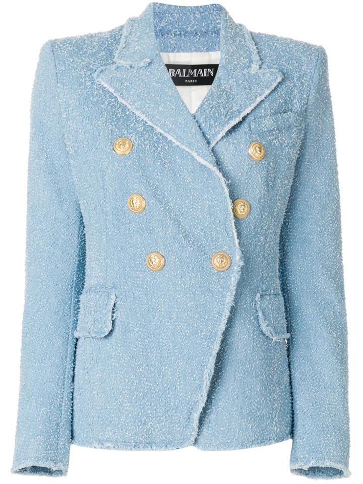 Balmain Embellished Button Blazer - Blue