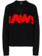 Calvin Klein 205w39nyc Jaws Print Knitted Relaxed Fit Jumper - Black