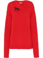 Miu Miu Bow Detailed Jumper - Red