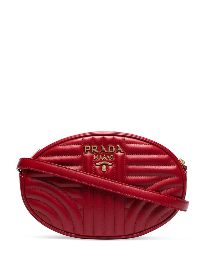 Prada Diagram Oval Shoulder Bag - Red