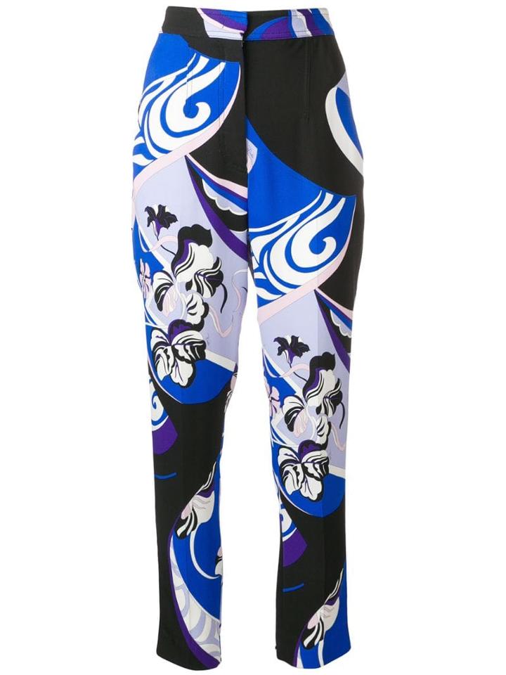 Emilio Pucci Hanami Print Straight Leg Trousers - Blue
