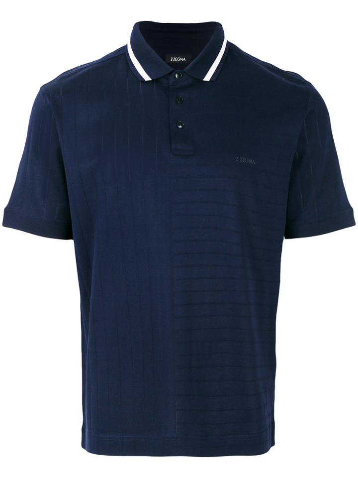 Z Zegna Ribbed Polo Shirt - Blue