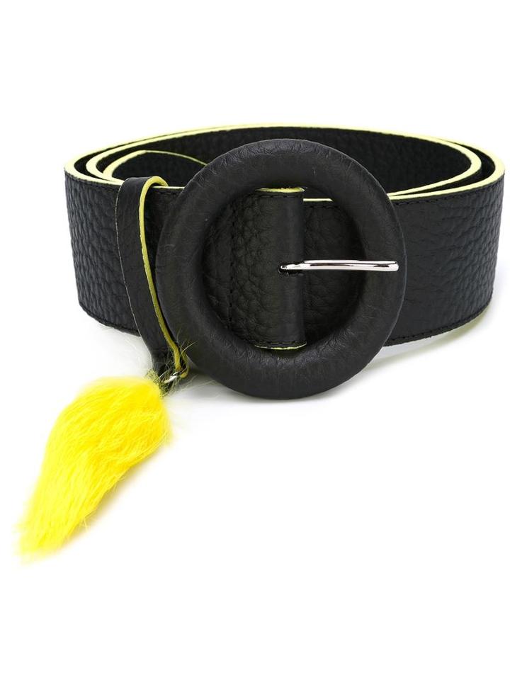 Orciani Rabbit's Paw Effect Belt, Women's, Size: 85, Black, Calf Leather