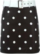 Jeremy Scott Polka Dot Mini Skirt, Women's, Size: 42, Black, Sheep Skin/shearling/polyester