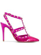 Valentino Sequin Rockstud Pumps - Pink & Purple