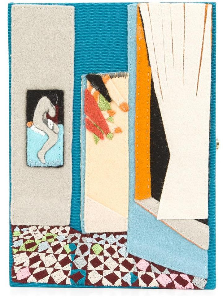 Olympia Le-tan 'jens Fange' Clutch Bag, Women's, Blue, Cotton