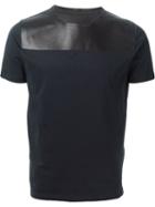 Valentino Lambskin Panel T-shirt, Men's, Size: Medium, Blue, Cotton/lamb Skin
