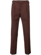 Entre Amis Cropped Houndstooth Trousers - Brown