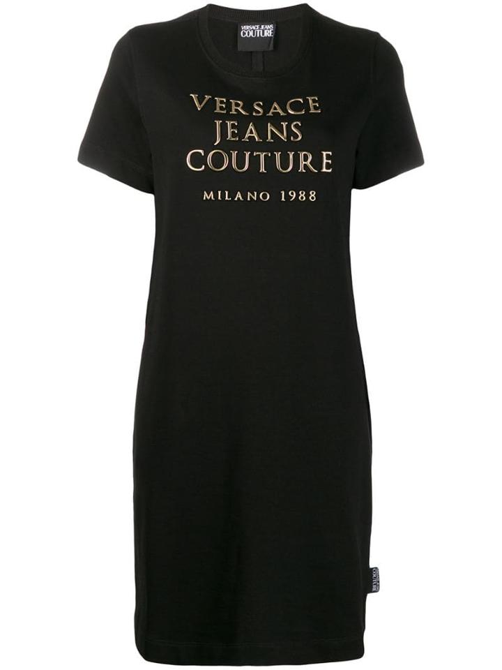 Versace Jeans Couture Logo Print T-shirt Dress - Black