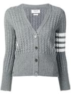 Thom Browne 4-bar Baby Cable Cashmere Cardigan - Grey