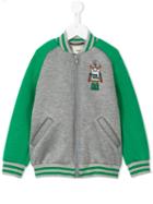 Fendi Kids Monster Patch Varsity Jacket, Boy's, Size: 10 Yrs, Grey