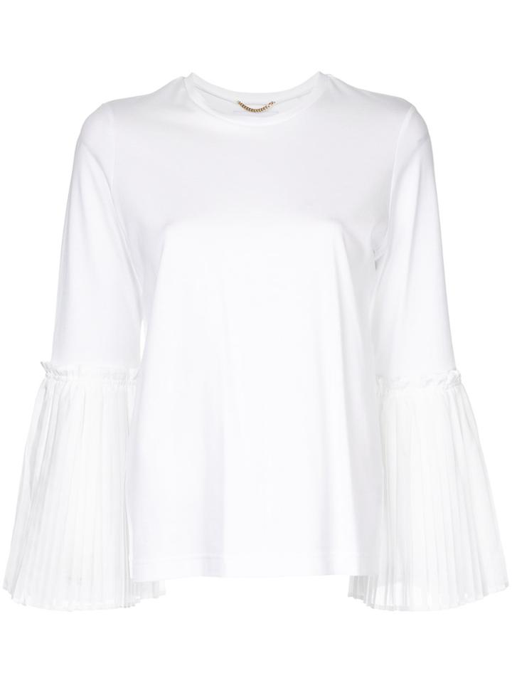 Muveil Pleated Sleeve T-shirt - White
