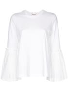 Muveil Pleated Sleeve T-shirt - White