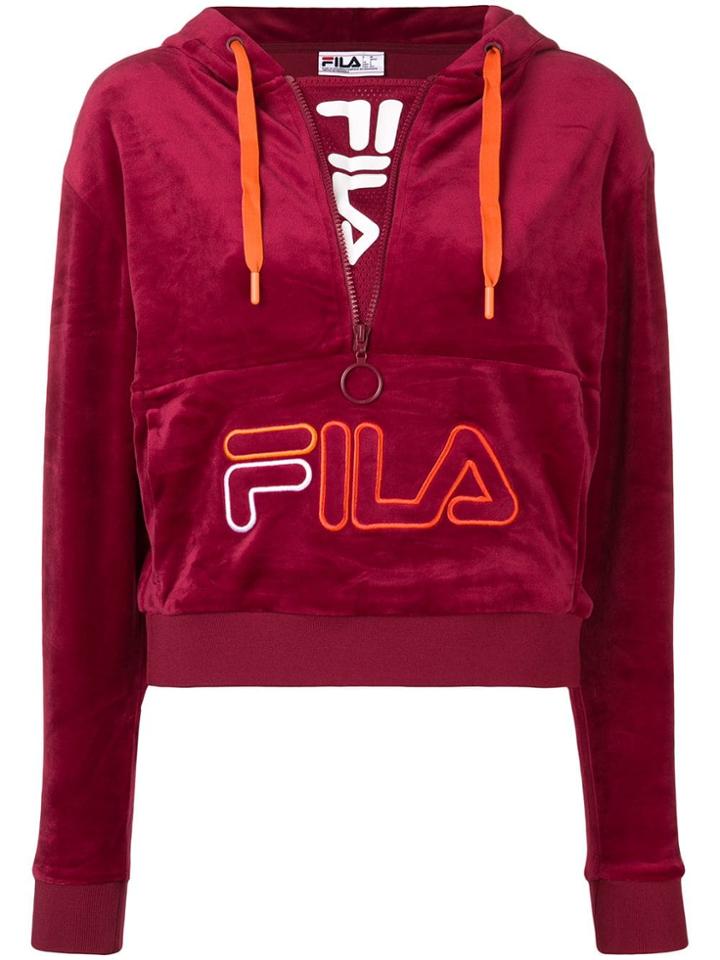 Fila Contrast Logo Hoodie - Red