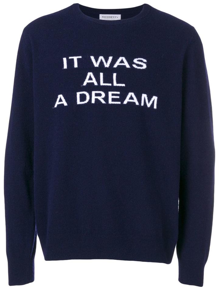 President's Intarsia Fine Knit Sweater - Blue