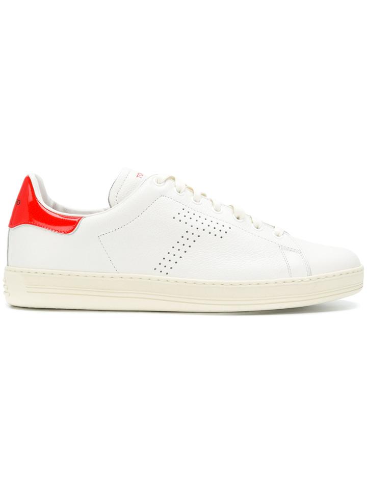 Tom Ford Contrasting Heel Counter Sneakers - White