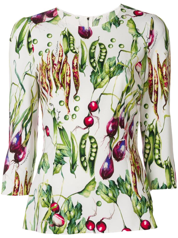 Dolce & Gabbana Vegetable Printed Blouse - White