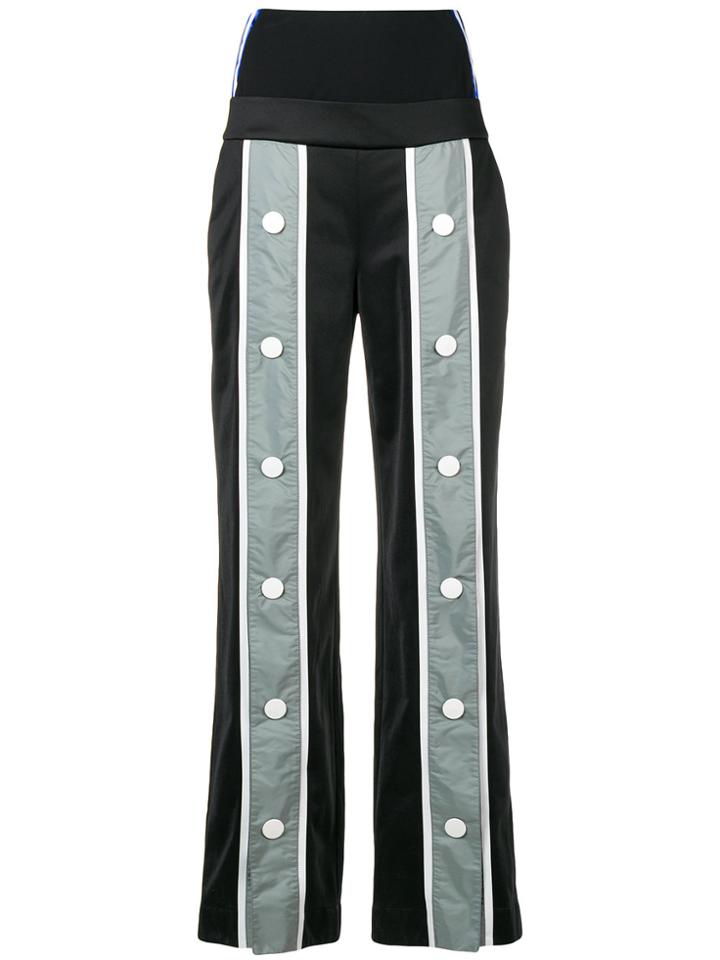 No Ka' Oi Button Detail Striped Trousers - Black