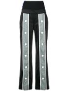 No Ka' Oi Button Detail Striped Trousers - Black
