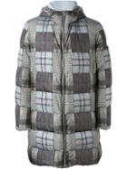 Moncler Gamme Bleu Patchwork Padded Coat, Men's, Size: 3, Grey, Polyamide/cotton/cupro/feather Down