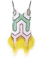 Attico Embellished Flared Mini Dres - White