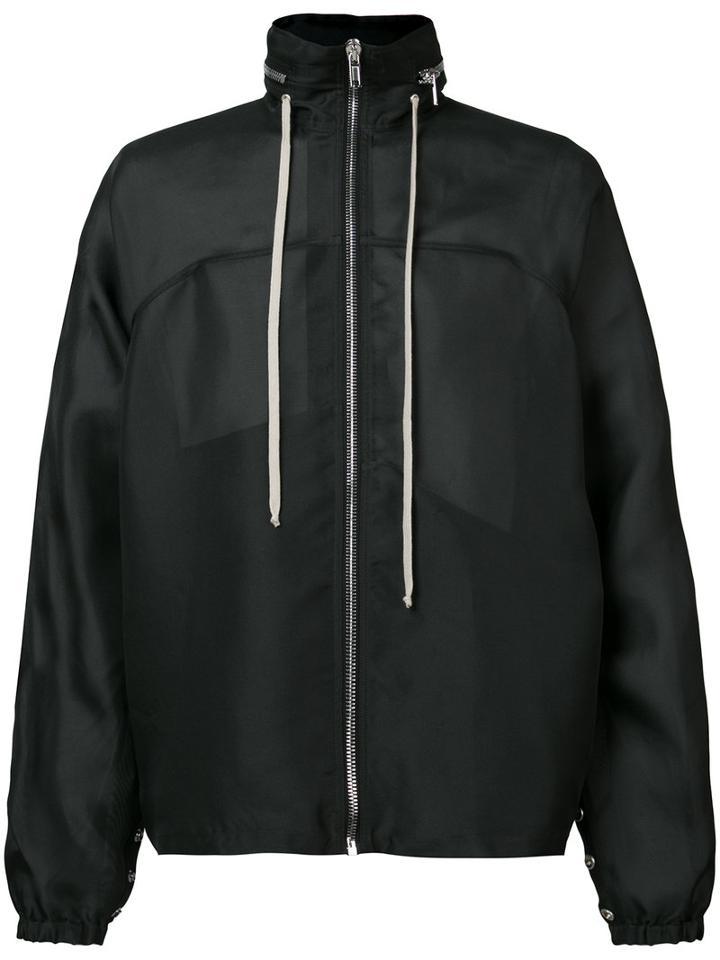 Rick Owens Hooded Windbreaker, Men's, Size: 48, Black, Silk