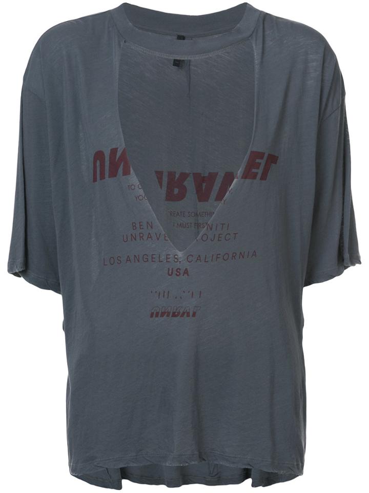 Unravel Project Deep V-neck T-shirt - Grey