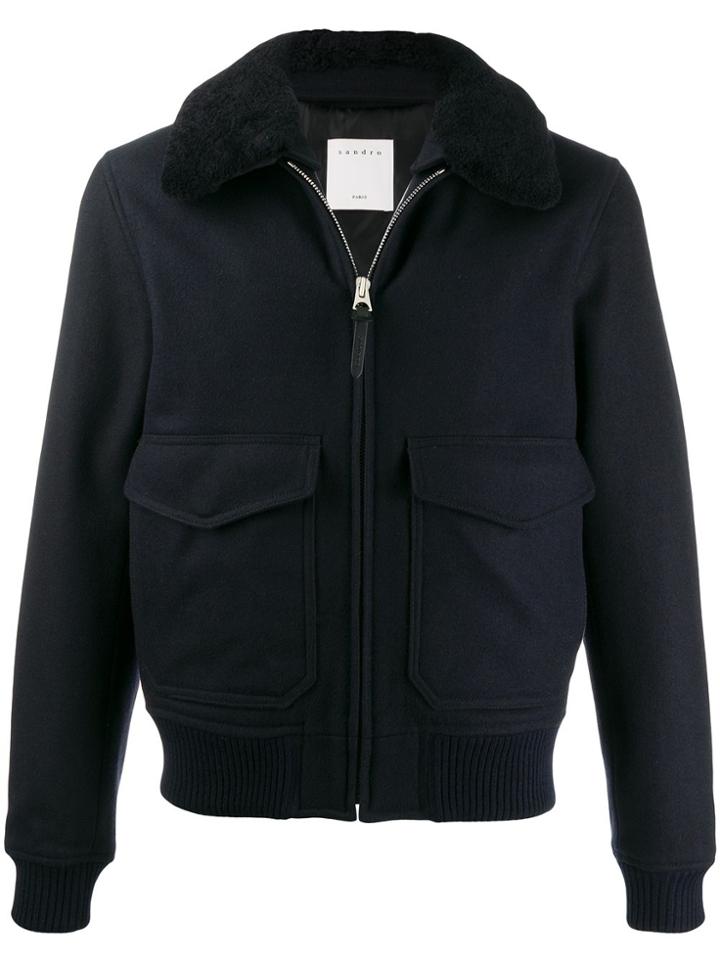 Sandro Paris Zipped Bomber Jacket - Blue