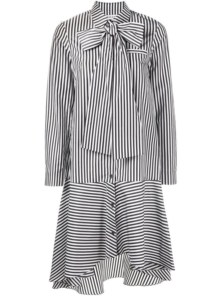 Osman Tied Collar Striped Dress, Women's, Size: 12, Black, Cotton