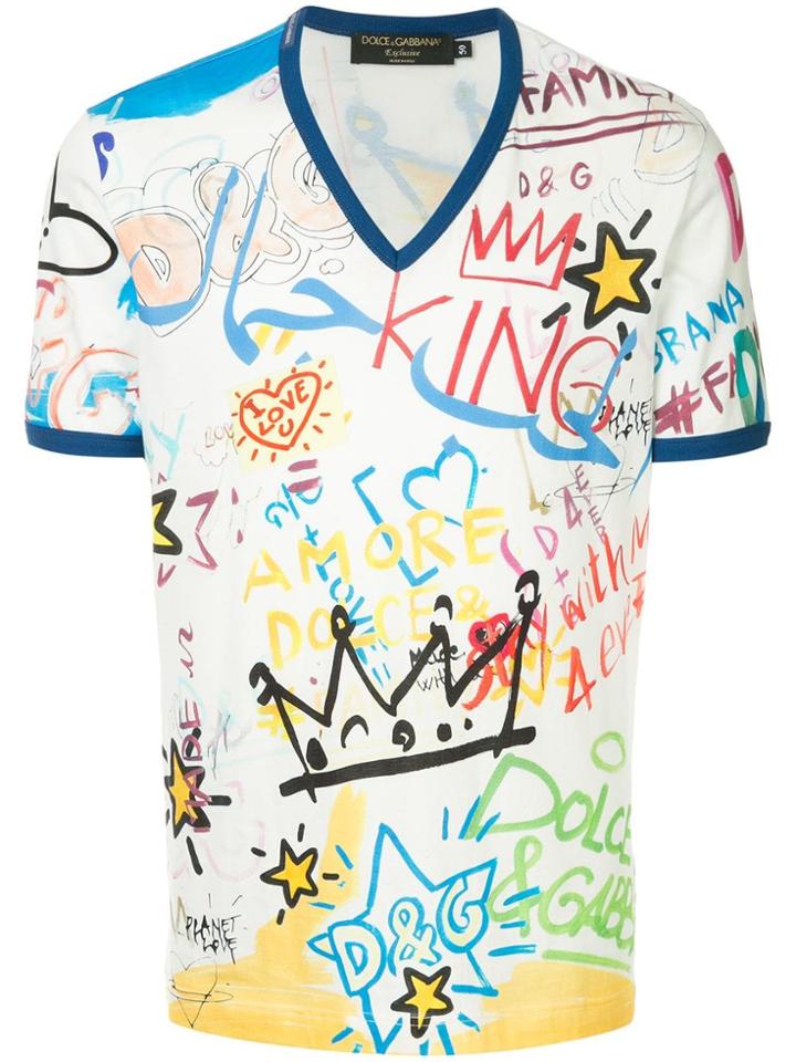 Dolce & Gabbana Dubai Graffiti Printed T-shirt - White