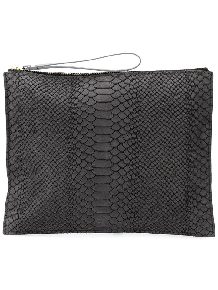 Danielle Foster Zipped Rectangular Clutch, Women's, Grey, Leather