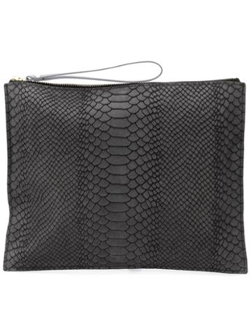Danielle Foster Zipped Rectangular Clutch, Women's, Grey, Leather