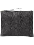 Danielle Foster Zipped Rectangular Clutch, Women's, Grey, Leather