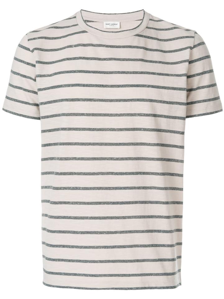 Saint Laurent Horizontal Short Sleeve T-shirt - Nude & Neutrals