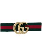 Gucci Web Trim Logo Belt - Green