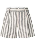 Twin-set Stripe Mini Shorts - Brown