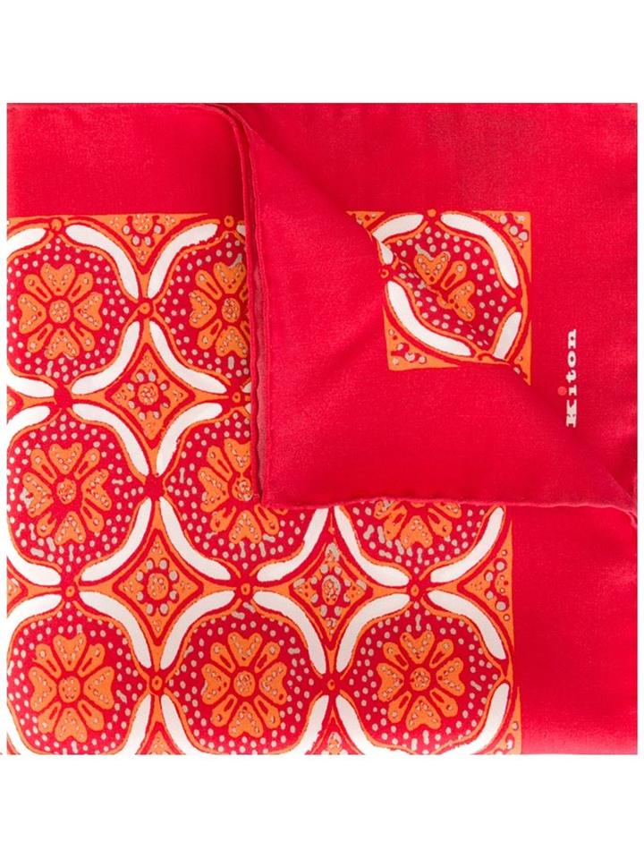 Kiton Floral Print Pocket Square, Men's, Red, Silk