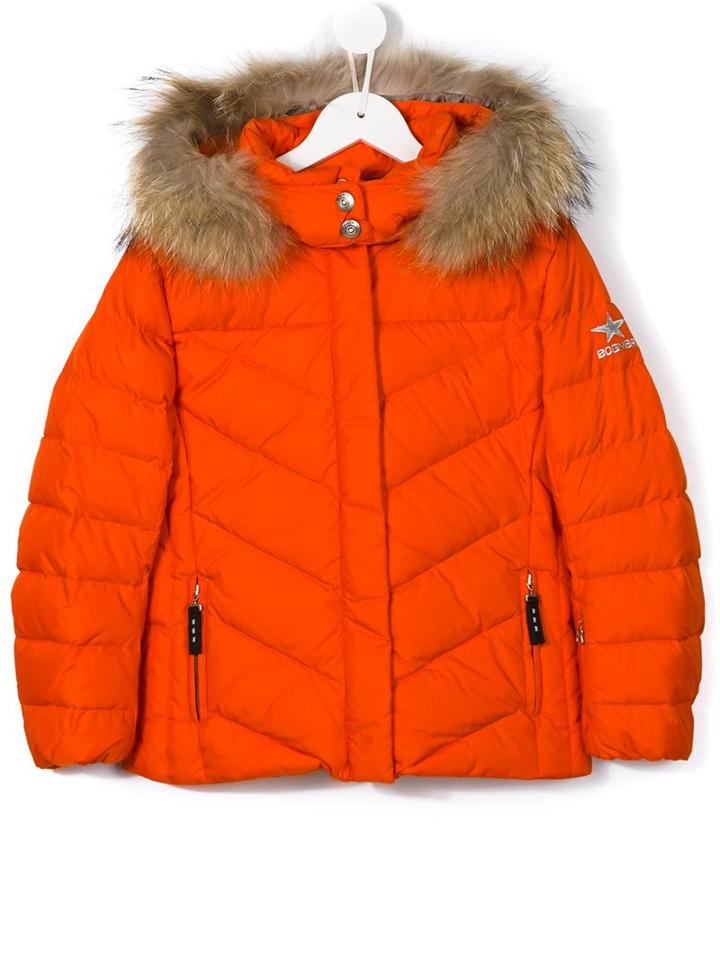 Bogner Padded Fur Trim Coat, Toddler Girl's, Size: 5 Yrs, Yellow/orange