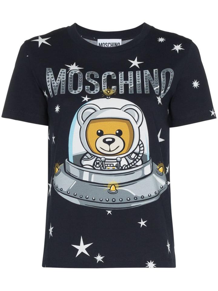 Moschino Space Bear Teddy Logo Cotton T-shirt - Blue