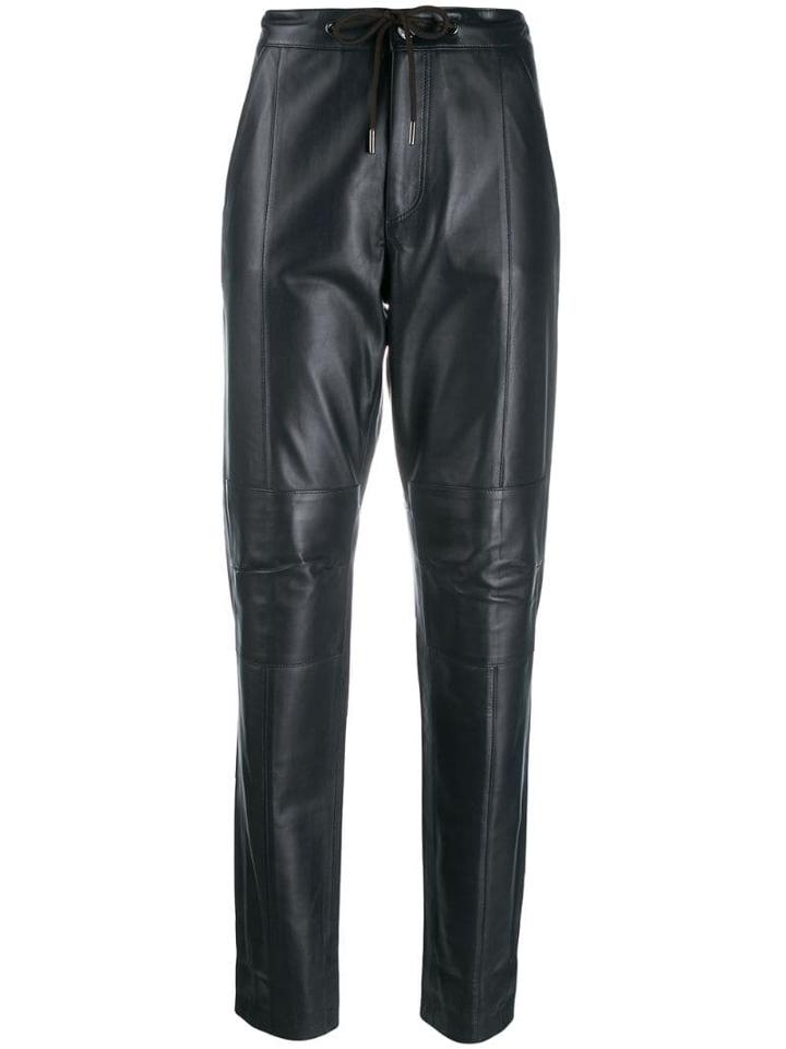 Karl Lagerfeld Drawstring Leather Trousers - Black